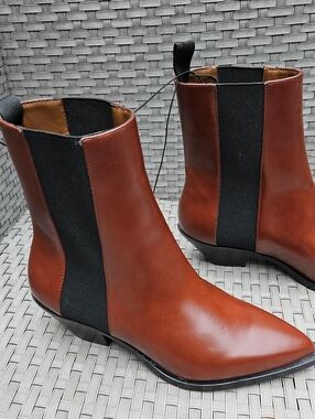 New H&M Brown and Black Pointed Chelsea Ankle Boots  Size 39  US Size 8.5